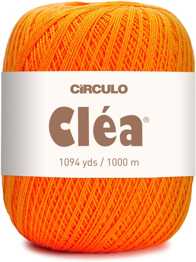 CRCULO Circulo Clea Yarn – Crochet Thread Fine Size 10-8/2 Perfect for Weaving - 100% Mercerized Brazilian Cotton (Pack of 1 Ball) – 5.3 oz, 1094 yds - Color: 4456 - Orange - Image 1